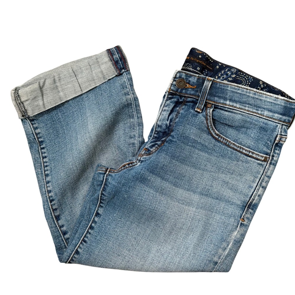 Levi's 525 Perfect Waist Curvy Mid Rise Stretch Capri (8) Rolled Hem Soft Denim